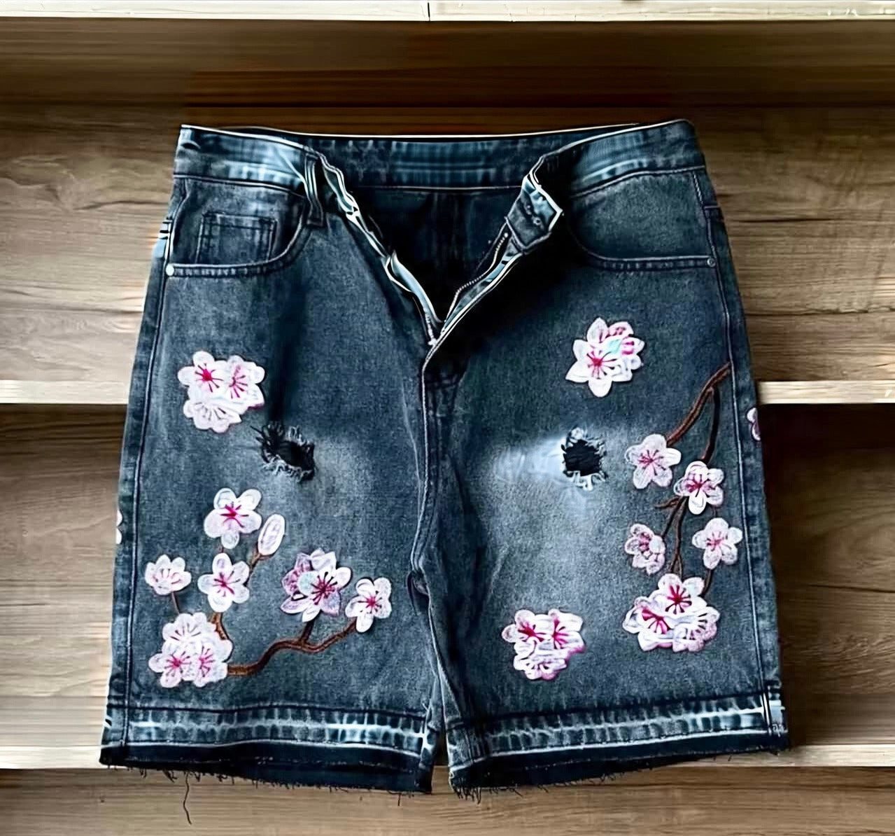 petals in ash denim jorts