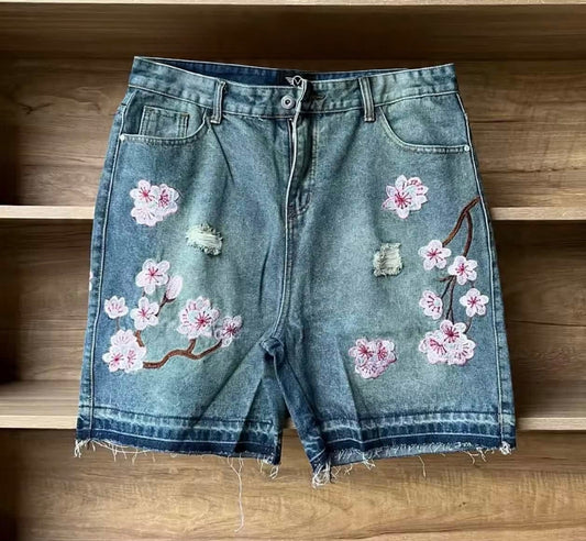 petals in ash denim jorts